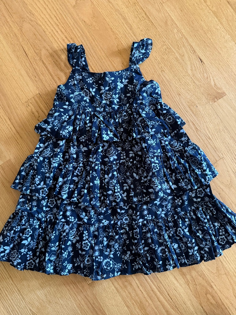 Janie And Jack Merchant Marine Floral Collection Tiered Ruffle Dress Size 7